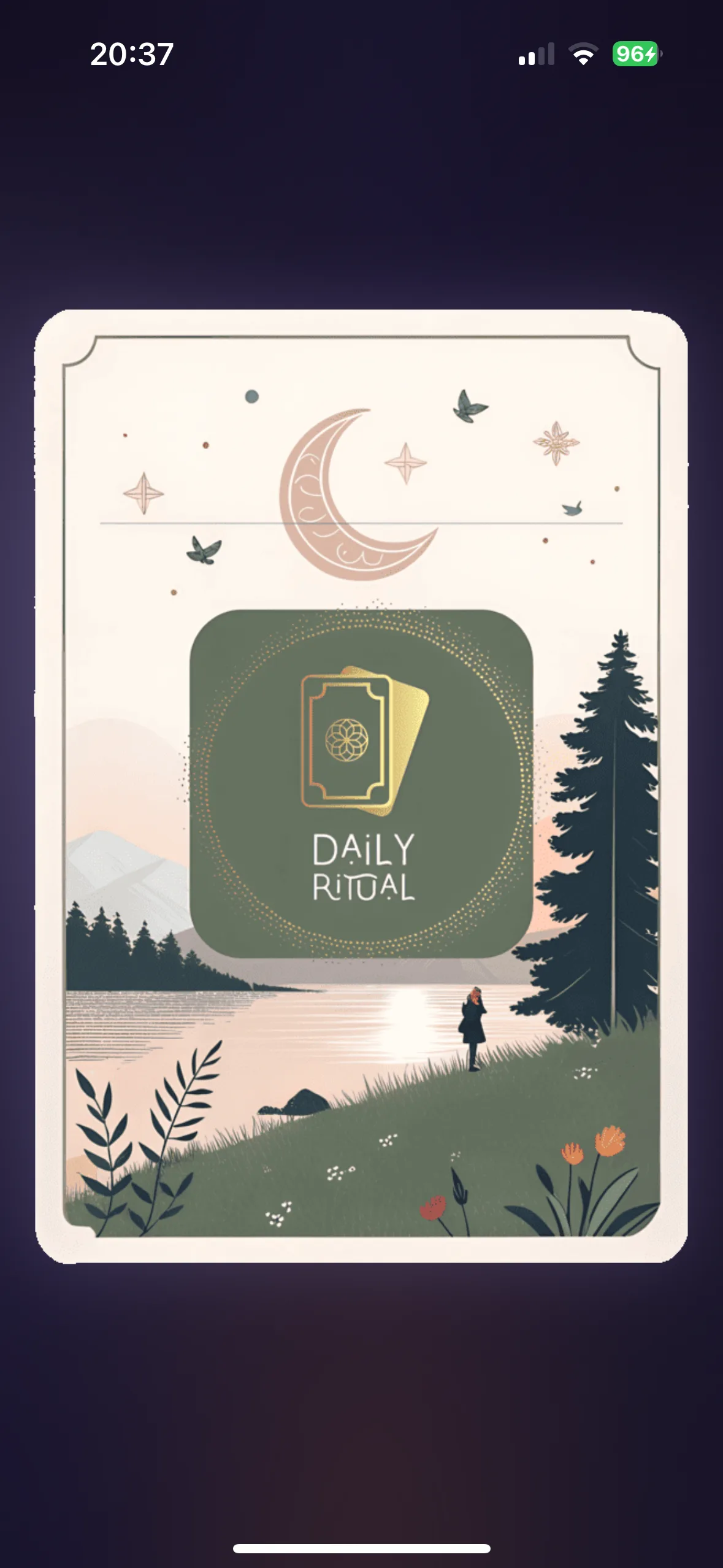 Daily Ritual Card opening card screen